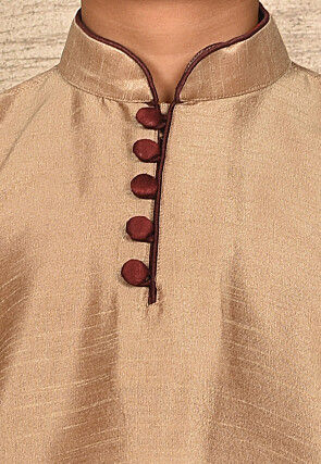 Solid Color Dupion Silk Kurta in Beige