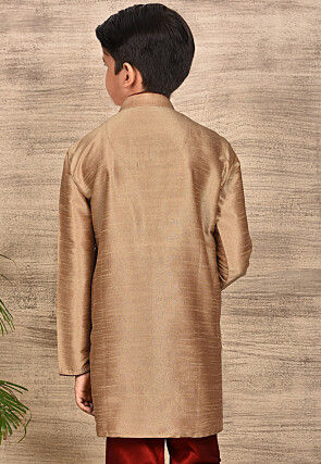 Solid Color Dupion Silk Kurta in Beige