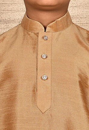 Solid Color Dupion Silk Kurta in Beige