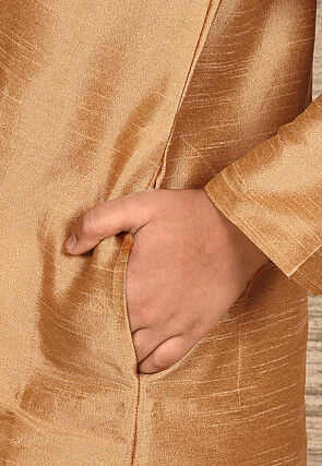 Solid Color Dupion Silk Kurta in Beige