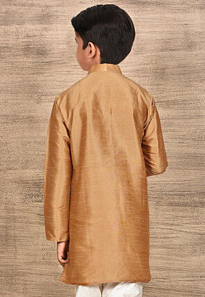 Solid Color Dupion Silk Kurta in Beige