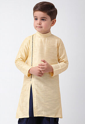 Solid Color Dupion Silk Kurta in Cream