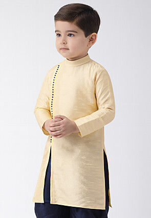 Solid Color Dupion Silk Kurta in Cream