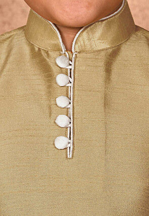 Solid Color Dupion Silk Kurta in Dark Beige