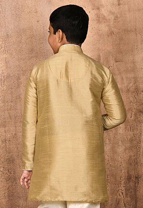 Solid Color Dupion Silk Kurta in Dark Beige
