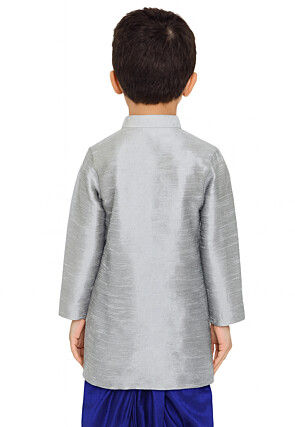 Solid Color Dupion Silk Kurta in Grey
