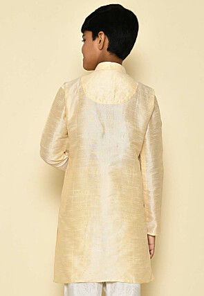 Solid Color Dupion Silk Kurta in Light Beige