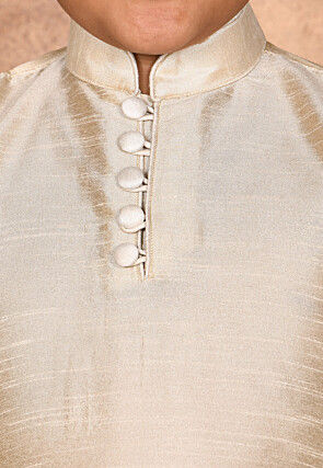Solid Color Dupion Silk Kurta in Light Beige