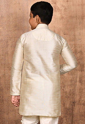 Solid Color Dupion Silk Kurta in Light Beige