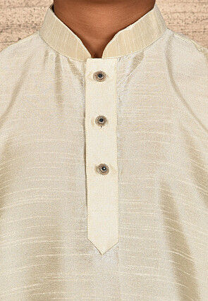 Solid Color Dupion Silk Kurta in Light Beige