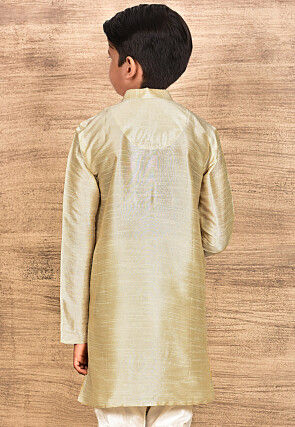 Solid Color Dupion Silk Kurta in Light Beige