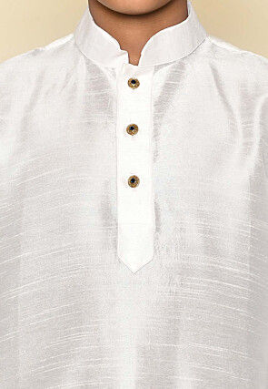 Solid Color Dupion Silk Kurta in Off White