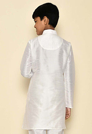 Solid Color Dupion Silk Kurta in Off White
