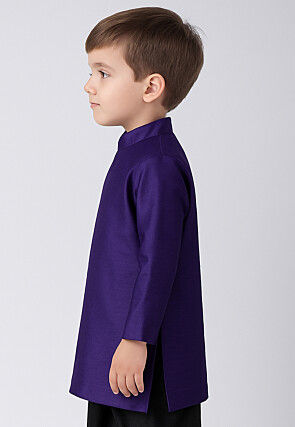 Solid Color Dupion Silk Kurta in Purple