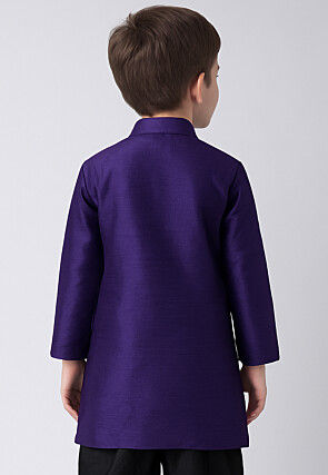 Solid Color Dupion Silk Kurta in Purple