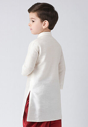 Solid Color Dupion Silk Kurta in White