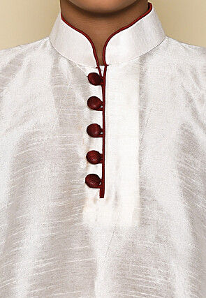 Solid Color Dupion Silk Kurta in White