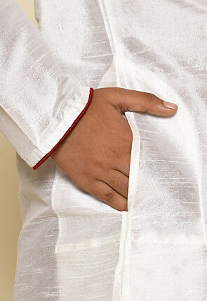 Solid Color Dupion Silk Kurta in White