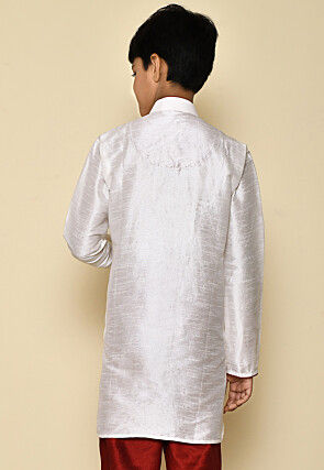 Solid Color Dupion Silk Kurta in White