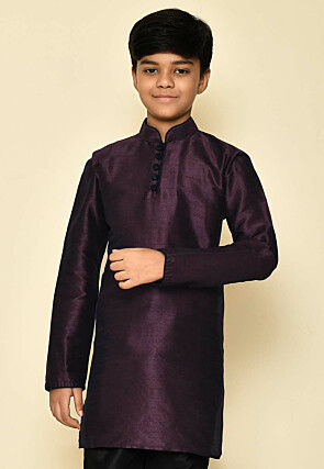 Solid Color Dupion Silk Kurta in Wine