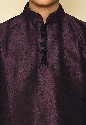 Solid Color Dupion Silk Kurta in Wine