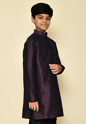 Solid Color Dupion Silk Kurta in Wine