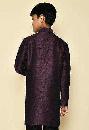 Solid Color Dupion Silk Kurta in Wine