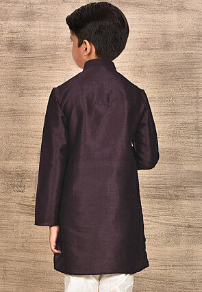 Solid Color Dupion Silk Kurta in Wine