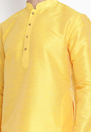 Solid Color Dupion Silk Kurta in Yellow