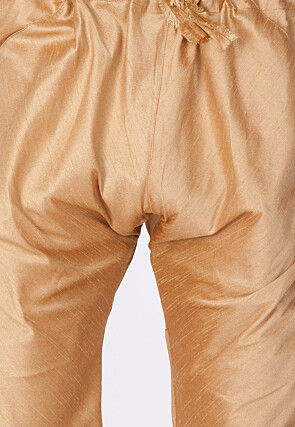 Solid Color Dupion Silk Kurta Jacket Set in Beige