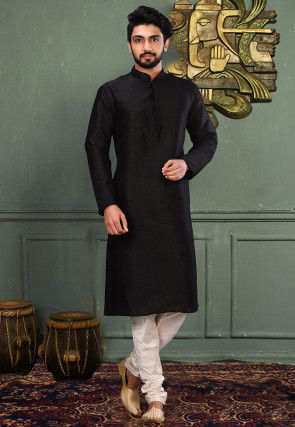 Black dupion ethnic wear set hotsell