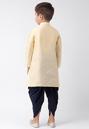 Solid Color Dupion Silk Kurta Set in Cream