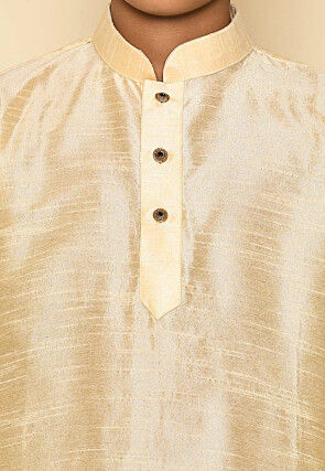 Solid Color Dupion Silk Kurta Set in Light Beige