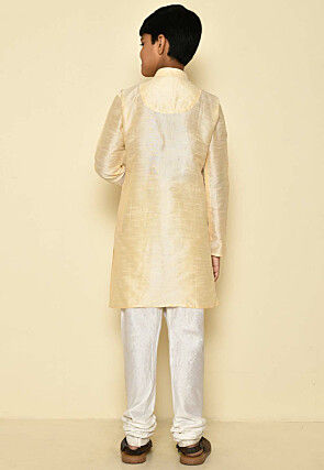 Solid Color Dupion Silk Kurta Set in Light Beige