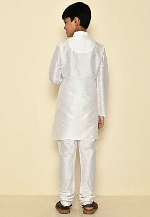 Solid Color Dupion Silk Kurta Set in Off White