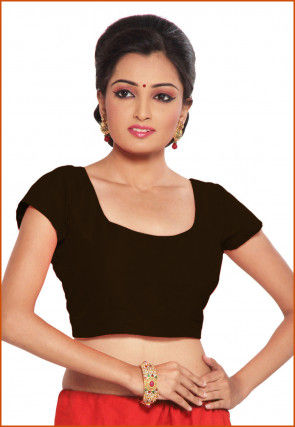 Solid Color Dupion Silk Padded Blouse in Dark Brown