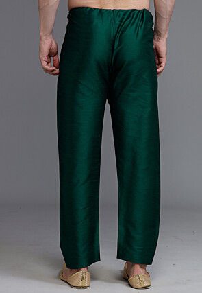 Solid Color Dupion Silk Pajama in Dark Green