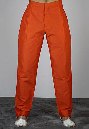Solid Color Dupion Silk Pajama in Dark Orange