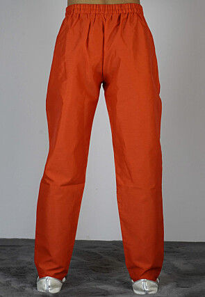 Solid Color Dupion Silk Pajama in Dark Orange