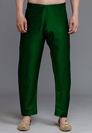 Solid Color Dupion Silk Pajama in Green