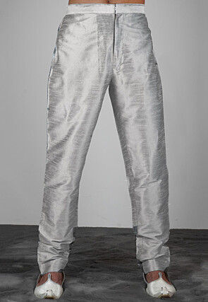 Solid Color Dupion Silk Pajama in Grey