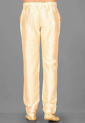 Solid Color Dupion Silk Pajama in Light Beige