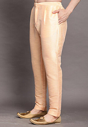 Solid Color Dupion Silk Pajama in Light Beige