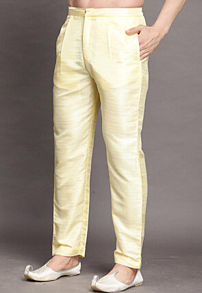 Solid Color Dupion Silk Pajama in Light Yellow