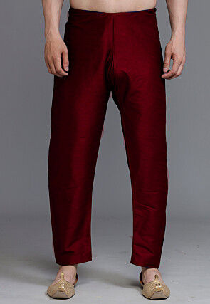 Solid Color Dupion Silk Pajama in Maroon