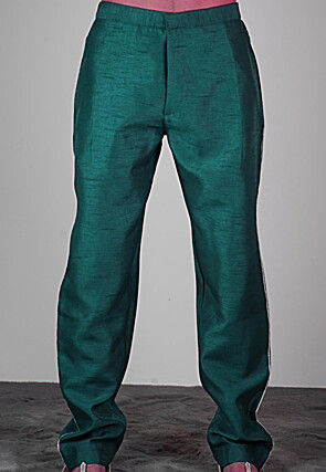 Solid Color Dupion Silk Pajama in Teal Green