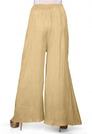 Solid Color Dupion Silk Palazzo in Beige