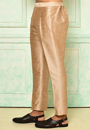 Solid Color Dupion Silk Pant in Beige