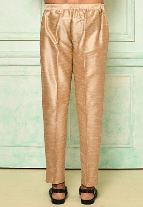 Solid Color Dupion Silk Pant in Beige