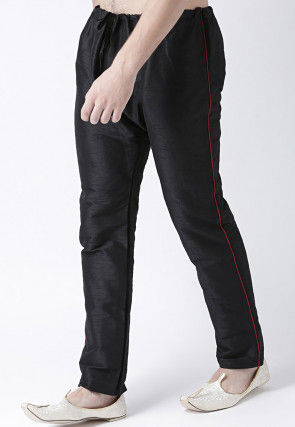 Solid Color Dupion Silk Pant in Black